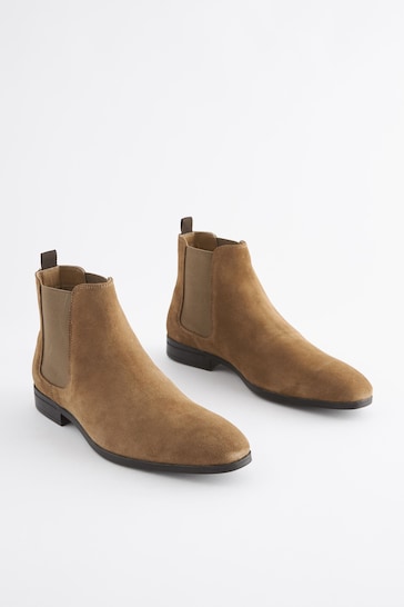 Taupe Suede Chelsea Boots