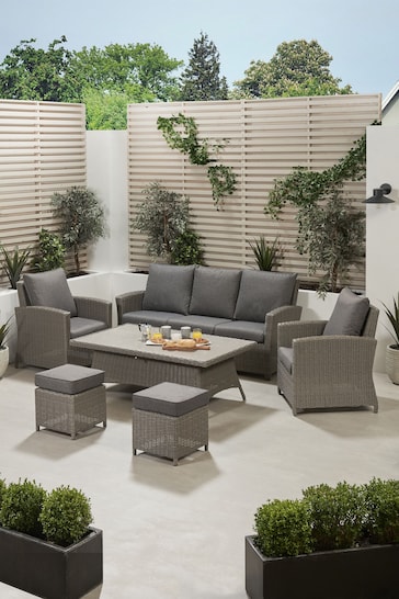 Pacific Grey Slate Garden Barbados Lounge Set with Ceramic Top