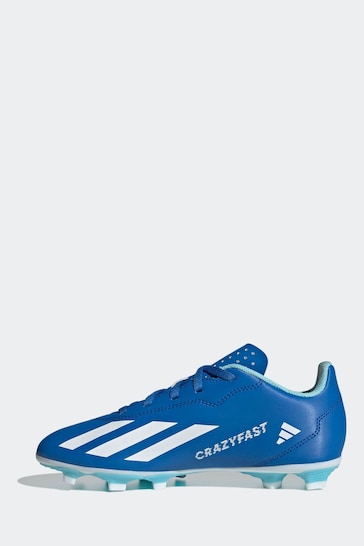 adidas Blue/White Football Sport Performance Kids X Crazyfast.4 Flexible Ground Boots