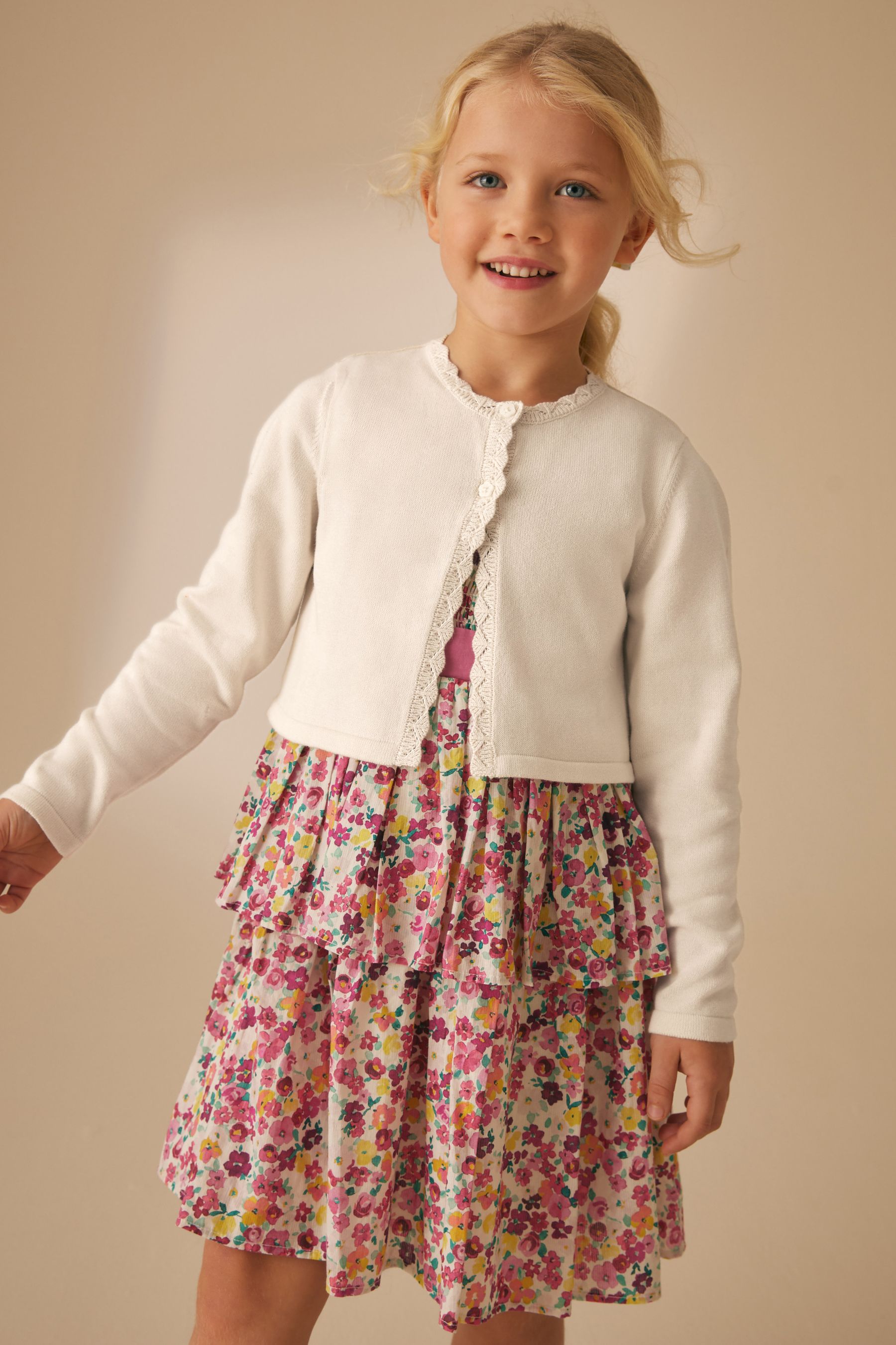 Buy Laura Ashley Cream Two Button Knit 100 Cotton Cropped Cardigan from the Next UK online shop