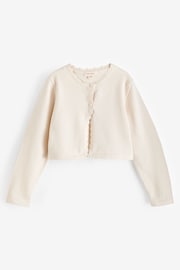 Laura Ashley Cream Two Button Knit 100% Cotton Cropped Cardigan - Image 9 of 11