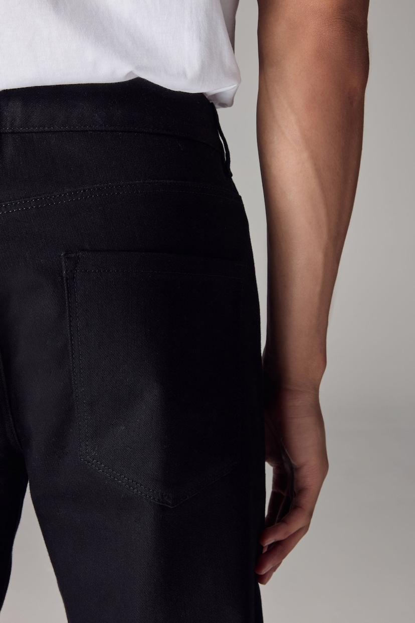 Black Solid Straight Fit Classic Stretch Jeans - Image 7 of 11