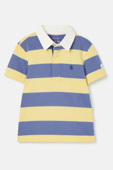 Joules Ozzy Navy/Yellow Stripe Jersey Short Sleeve Rugby Shirt