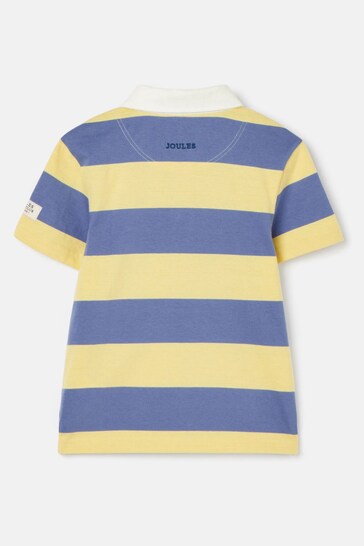 Joules Ozzy Navy/Yellow Stripe Jersey Short Sleeve Rugby Shirt