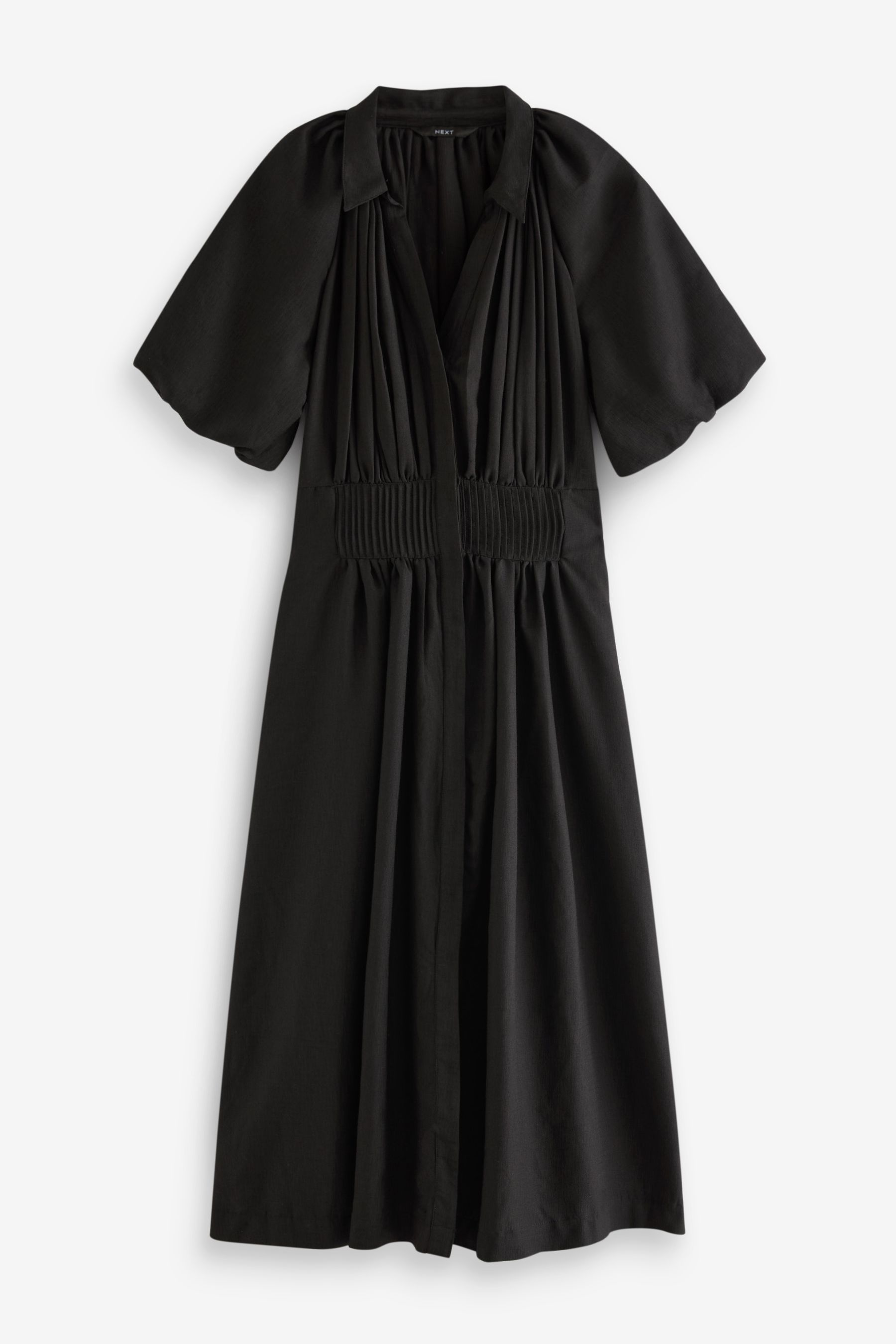Black puff clearance sleeve midi dress