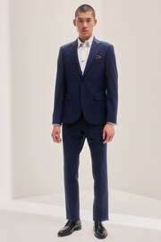 Navy Blue Check Suit Jacket - Image 2 of 11