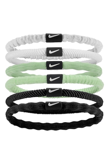 Nike Black/Green Flex Hair Tie 6 Pack