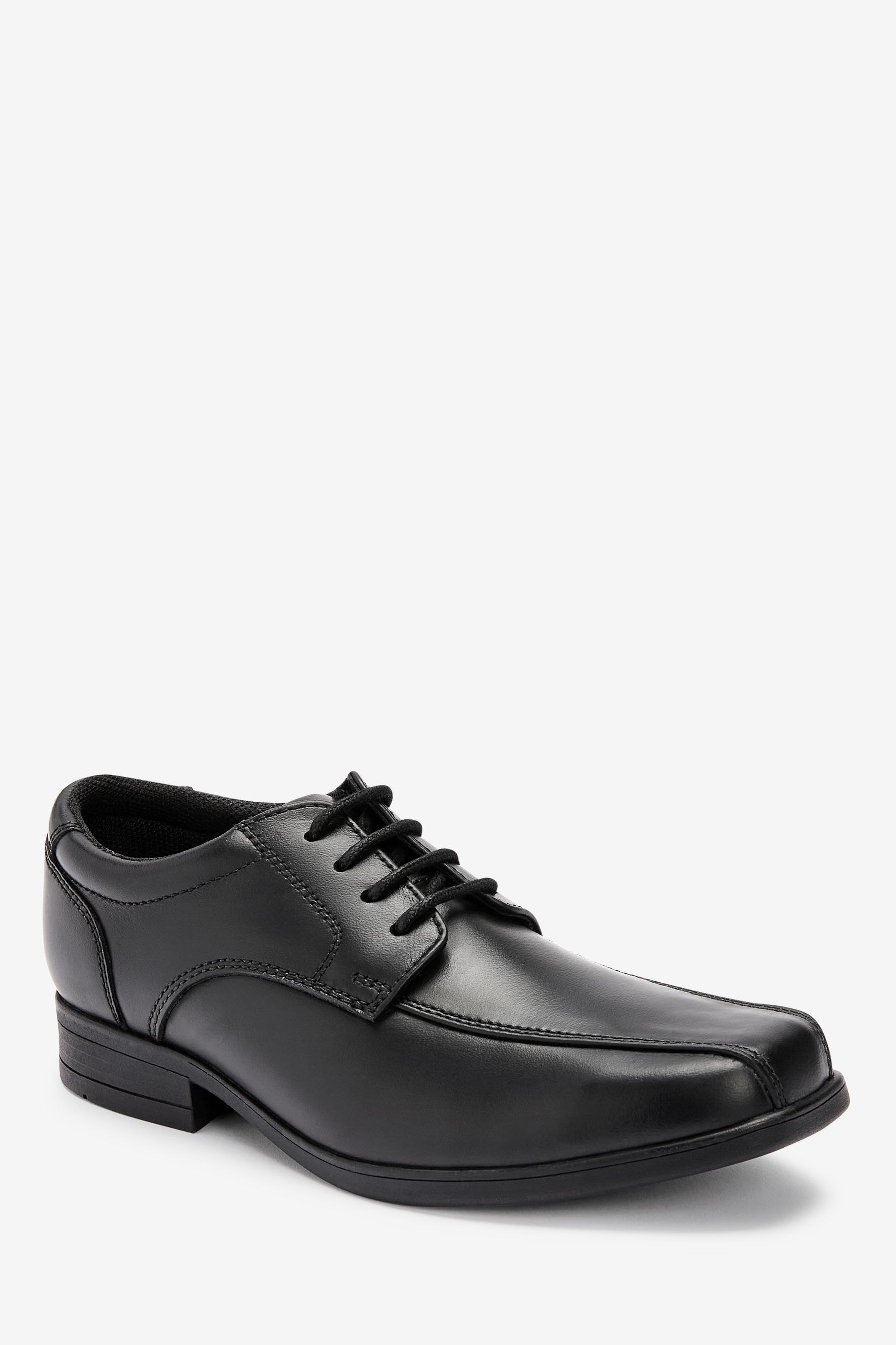 Black Standard Fit F School Leather Lace Up Shoes
