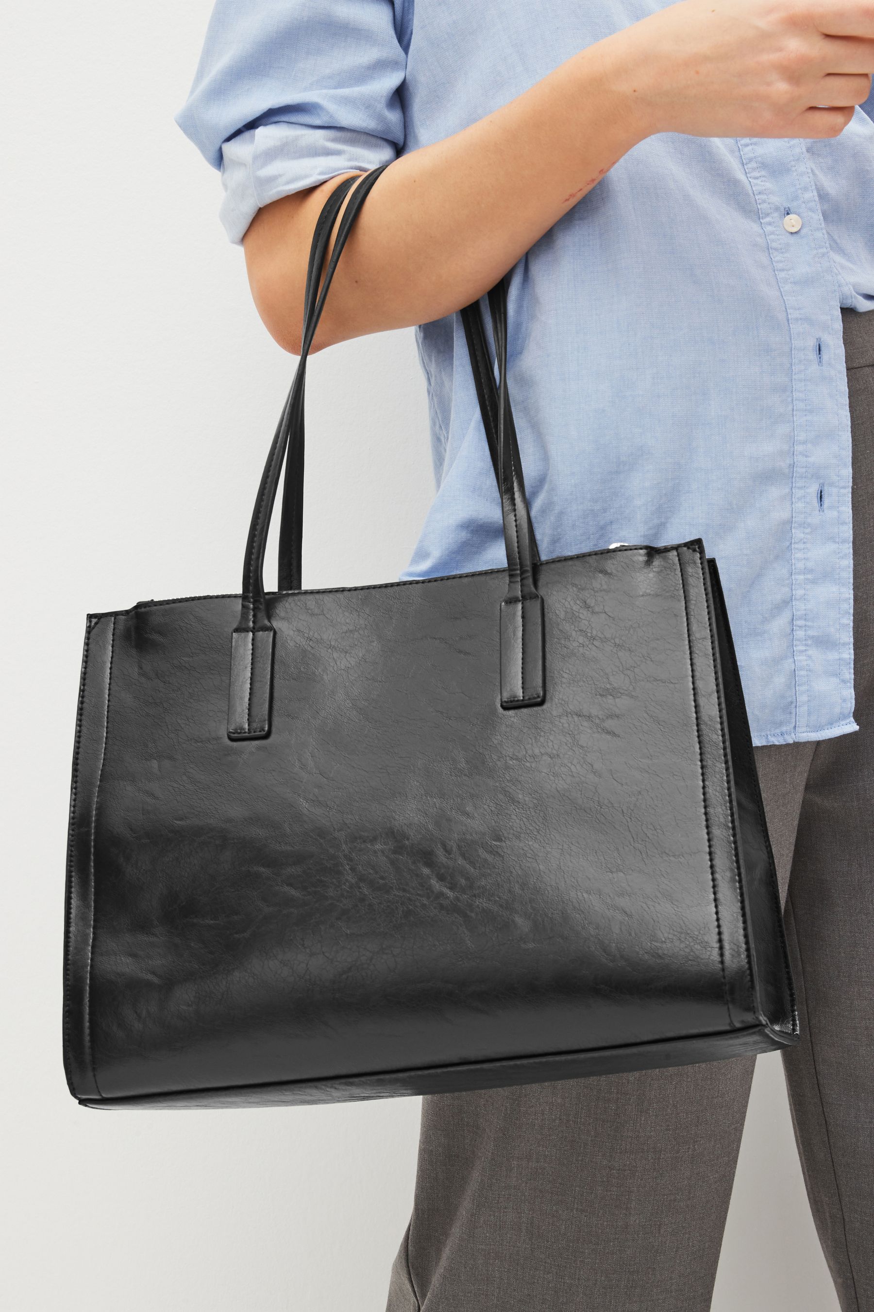 Black and fashion silver tote bag