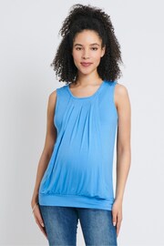 JoJo Maman Bébé Blue Sleeveless Pleated Maternity & Nursing Top - Image 1 of 1