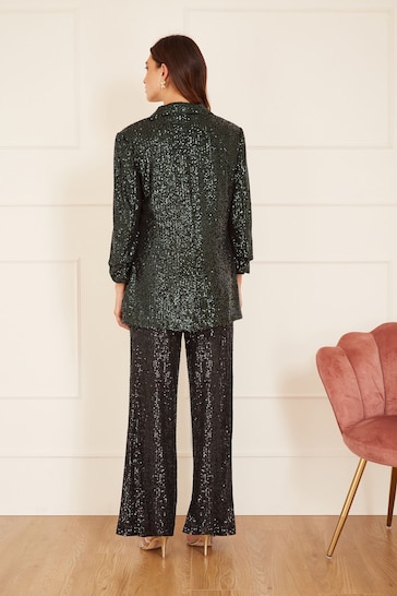 Yumi Green Sequin Blazer With Pockets