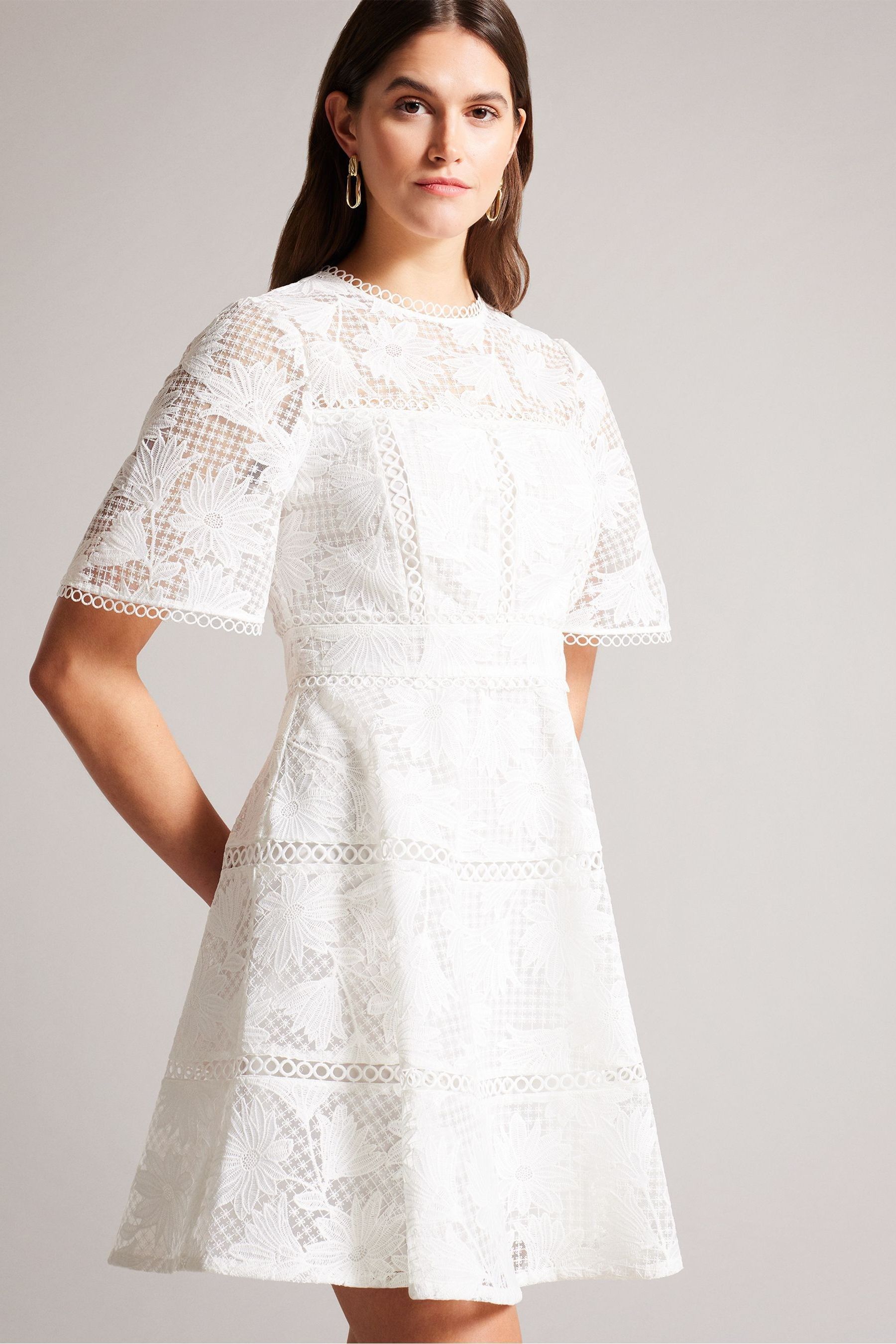 Buy Ted Baker Lydiiha Fit And Flare Tiered Lace White Dress from Next Lithuania