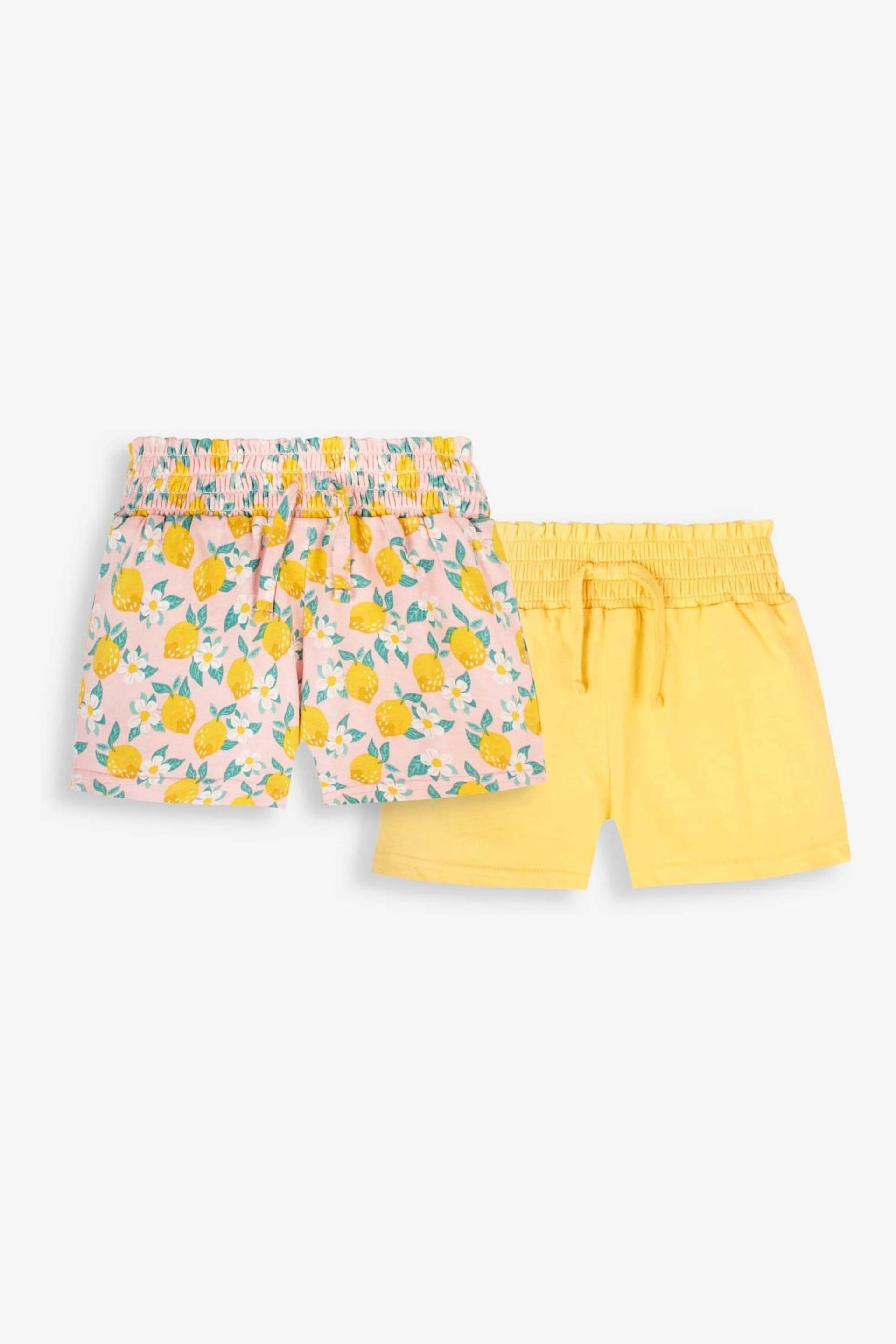 JoJo Maman Bébé Pink 2-Pack Lemon Floral Print & Yellow Pretty Shorts - Image 1 of 8