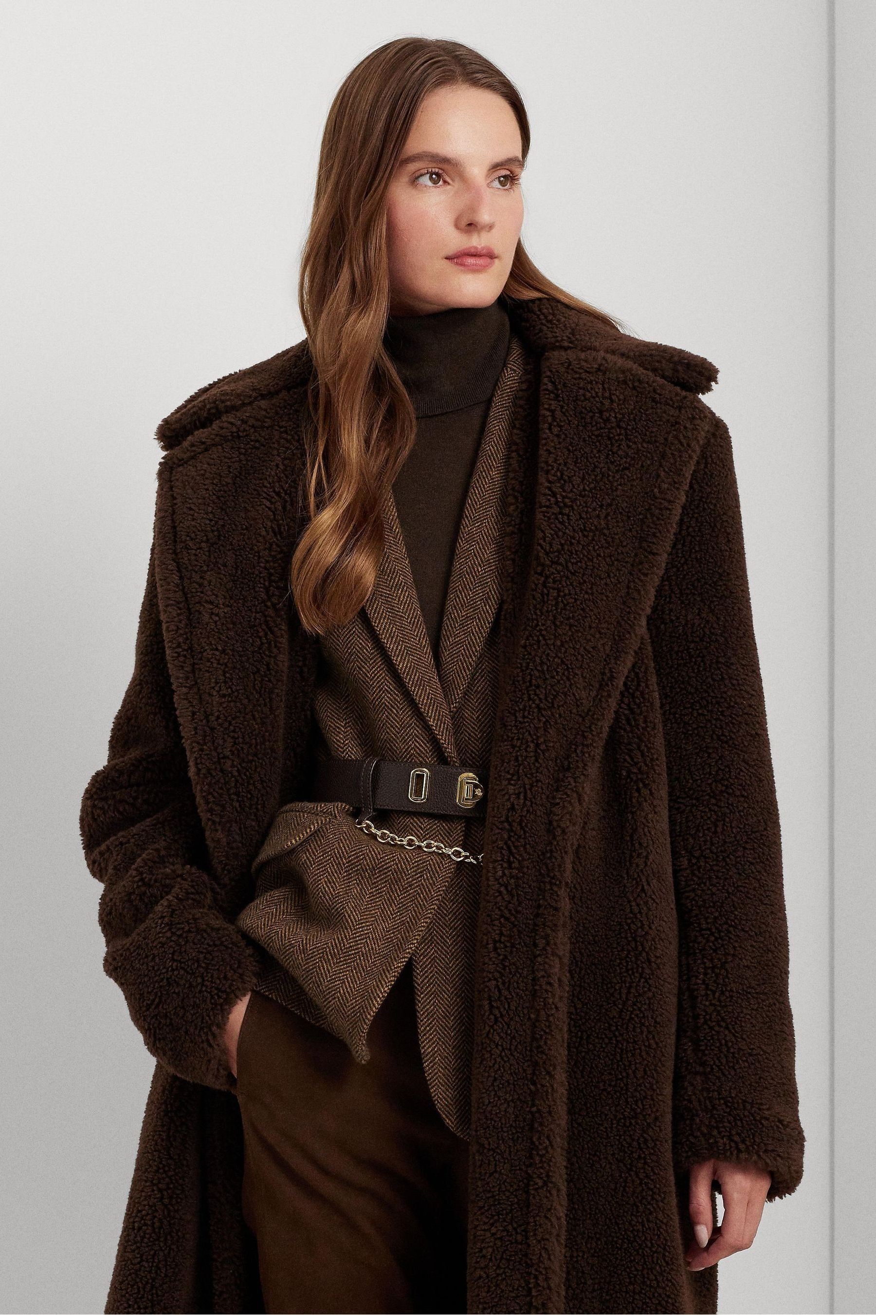 Buy Lauren Ralph Lauren Brown Belted Fleece Wrap Coat from Next Ireland