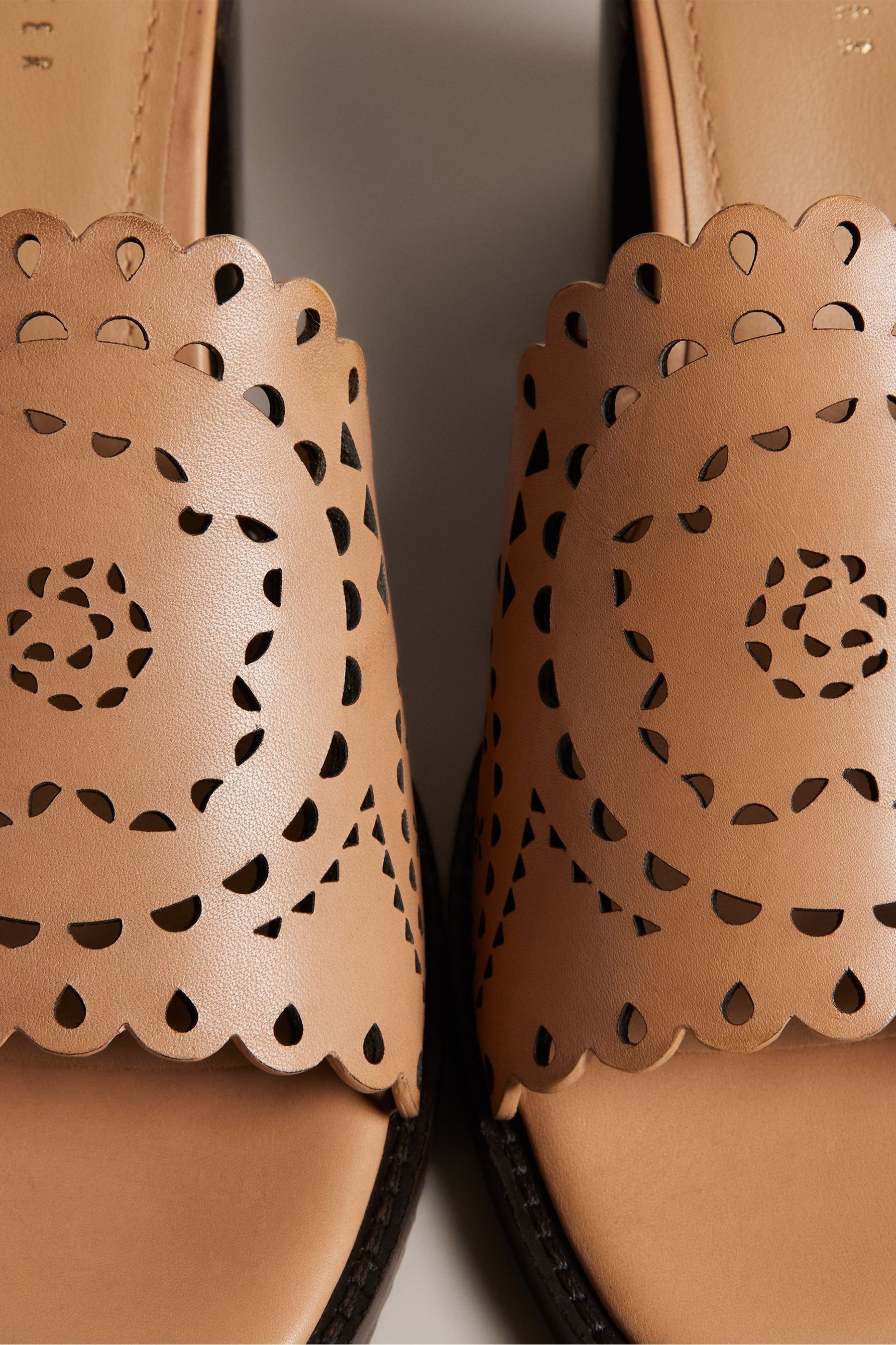 Buy Ted Baker Beebah Laser Cut Block Heel Brown Mules from Next Luxembourg