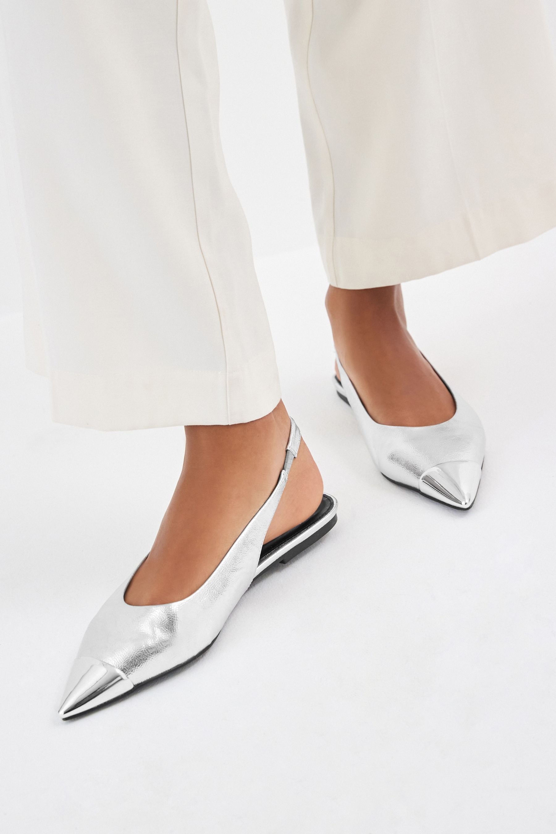Metallic slingback shoes sales