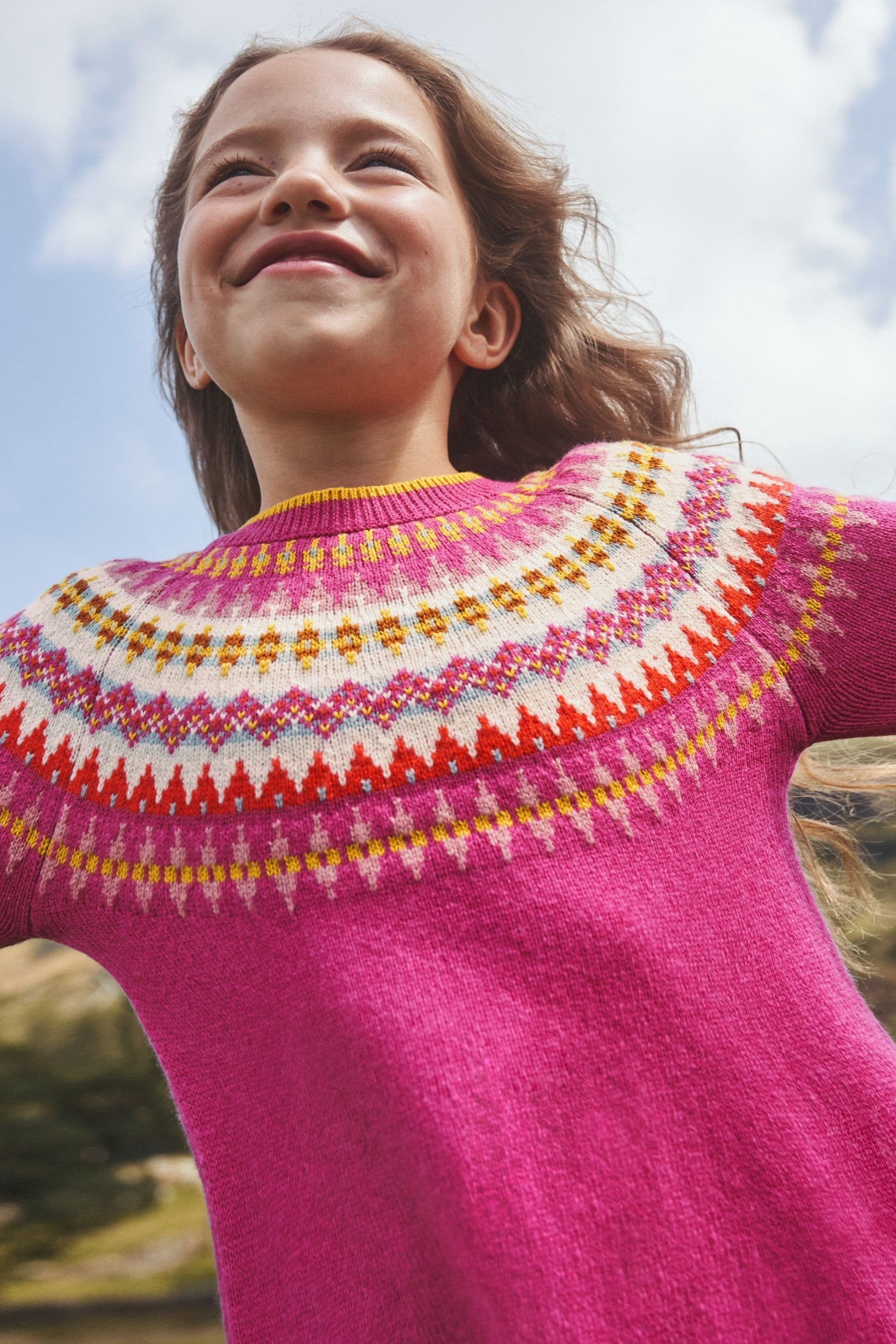 Boden Pink Fair Isle Jumper Dress
