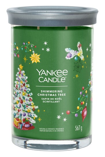 Yankee Candle Green Signature Large Tumbler Shimmering Christmas Tree Scented Candle