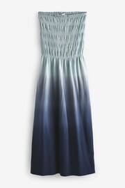 Blue Ombre Jersey Cotton Textured Bandeau Midi Dress - Image 6 of 7