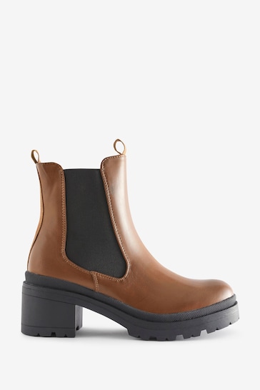 Novo Brown Lila Mid Heel Chelsea Ankle Boots