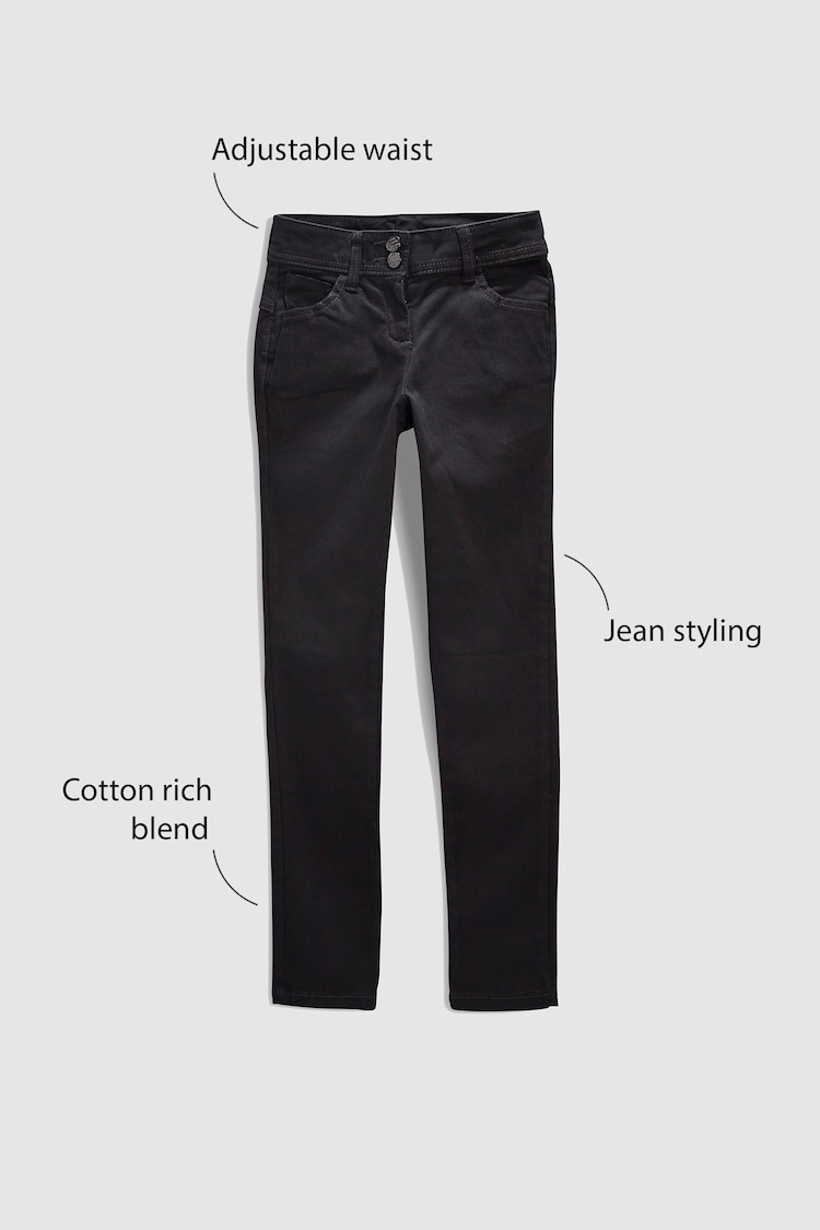 黑色 - Skinny Jean Style Cotton-Rich School Trousers (3-16yrs) - 圖片 6，共 6