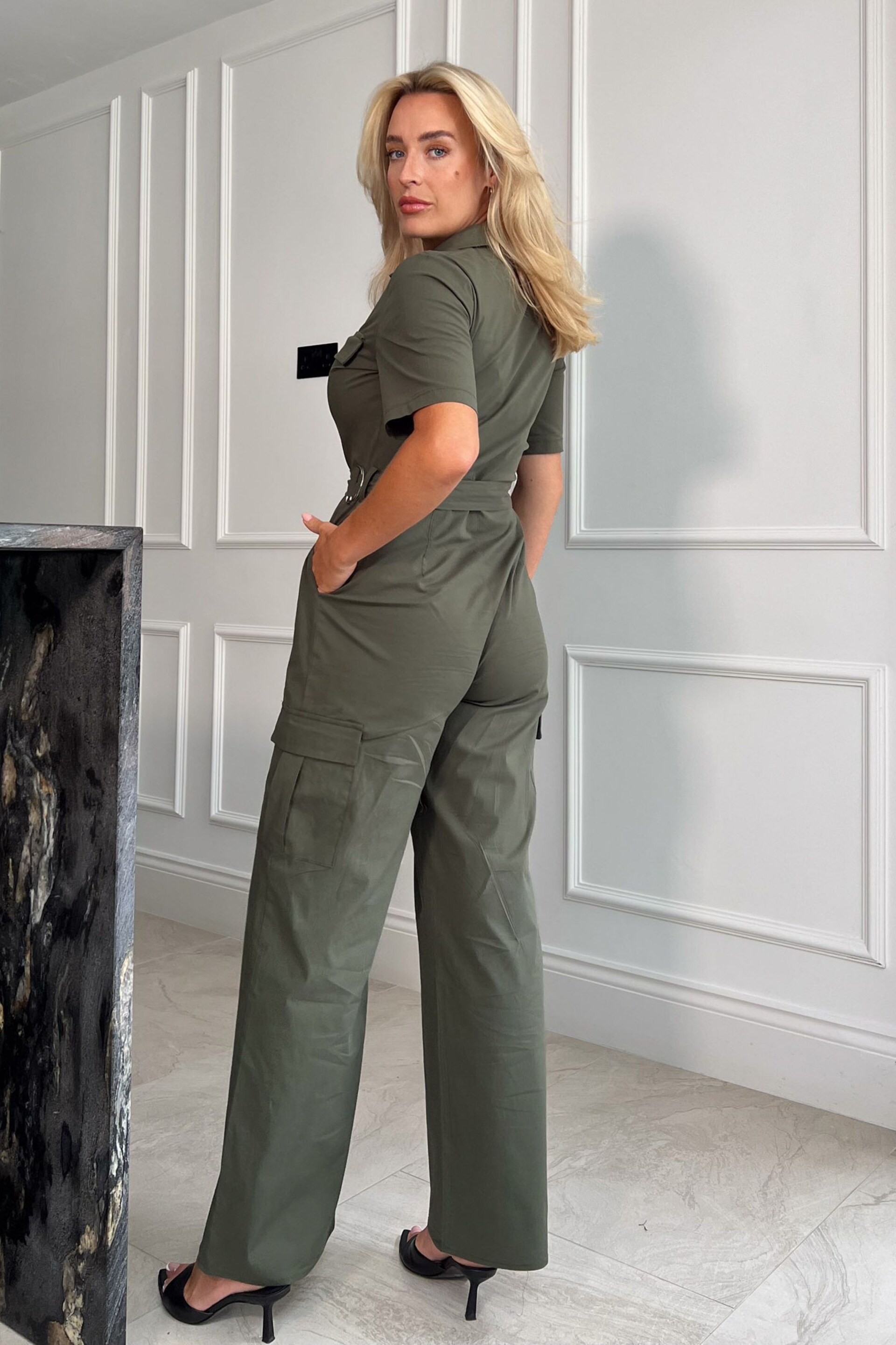 Girl In Mind Green Seraphina Military Style Jumpsuit - Image 2 of 4