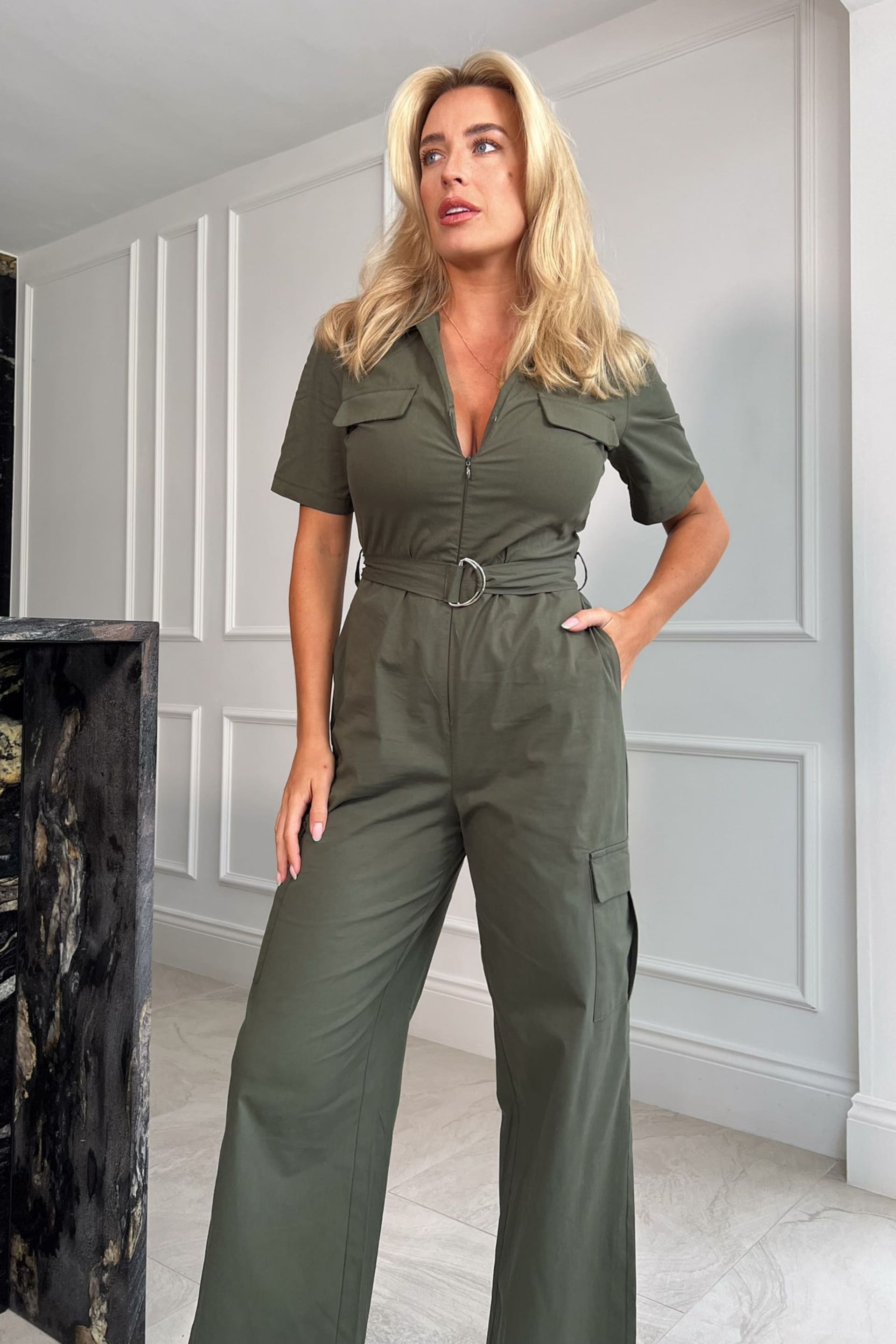 Girl In Mind Green Seraphina Military Style Jumpsuit - Image 4 of 4