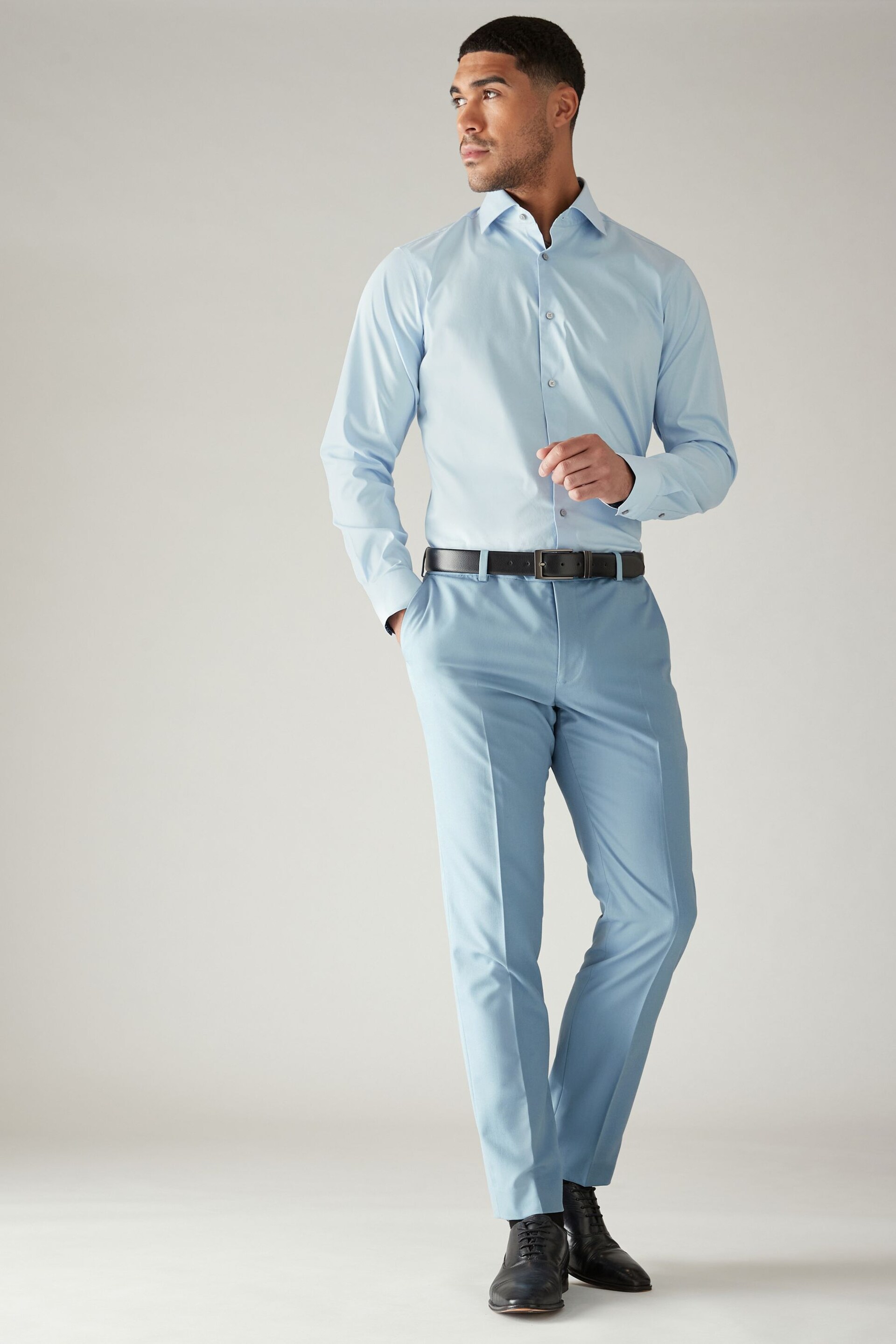 Light Blue Skinny Fit Motionflex Stretch Suit: Trousers - Image 2 of 8