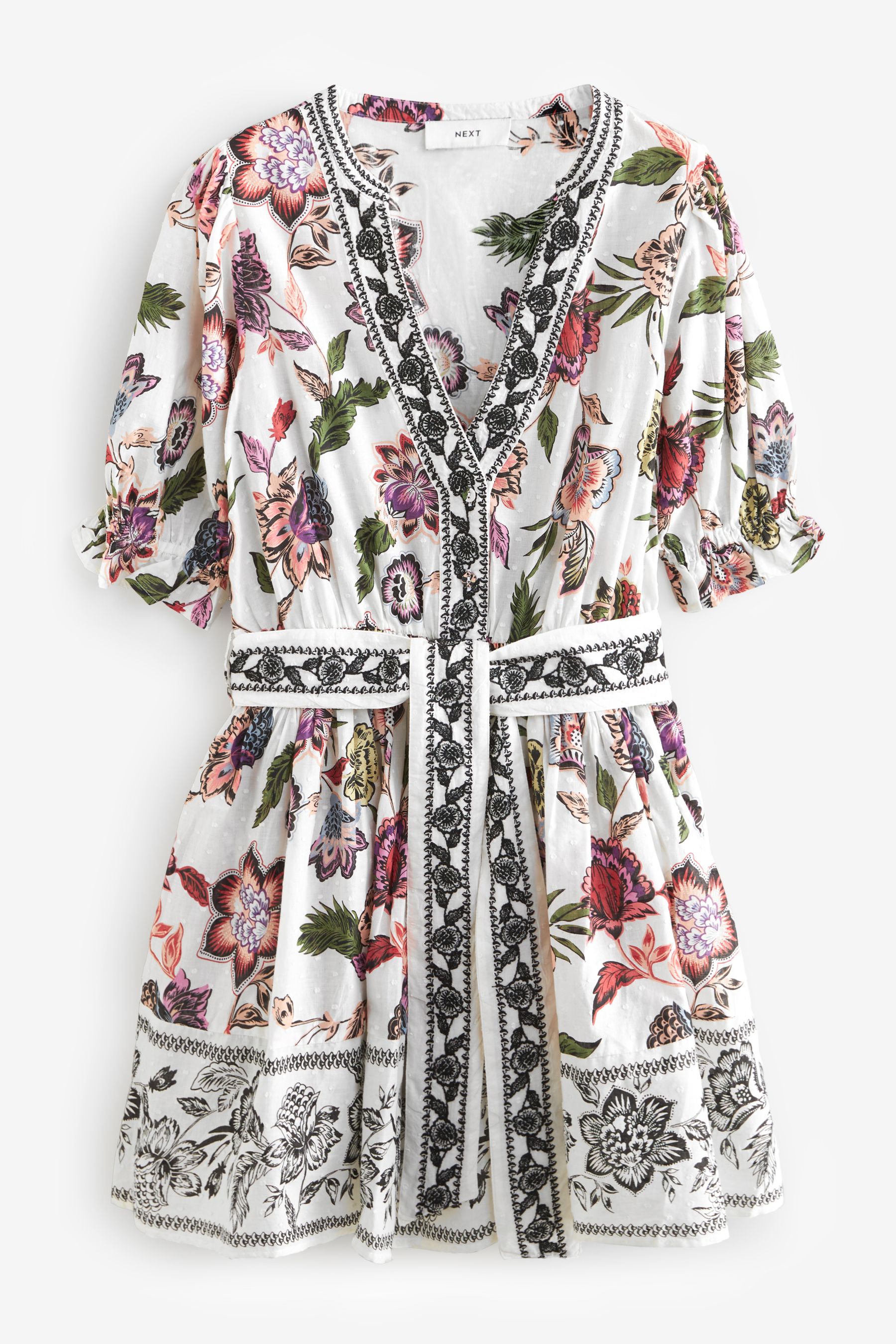 Buy White Pink Embroidered Skirted Playsuit from Next Luxembourg