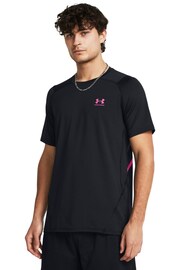 Under Armour Black/Pink HeatGear Fitted Short Sleeve T-Shirt - Image 1 of 2
