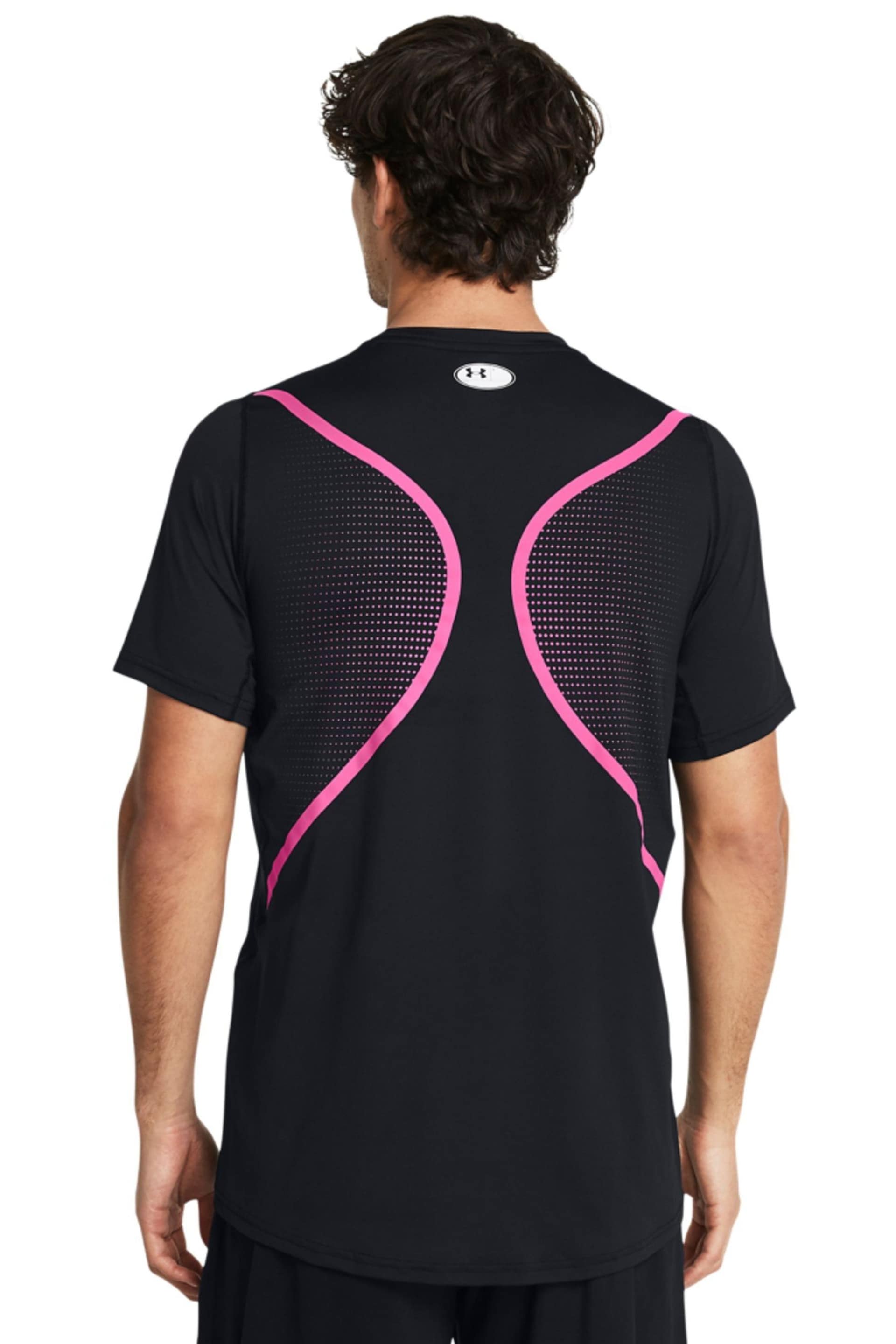Under Armour Black/Pink HeatGear Fitted Short Sleeve T-Shirt - Image 2 of 4