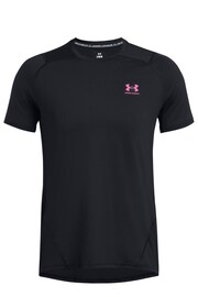 Under Armour Black/Pink HeatGear Fitted Short Sleeve T-Shirt - Image 3 of 4