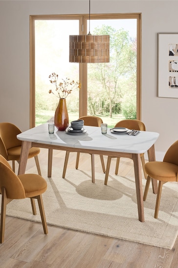 Walnut and Marble Effect Jackson 6 to 8 Seat Extending Dining Table