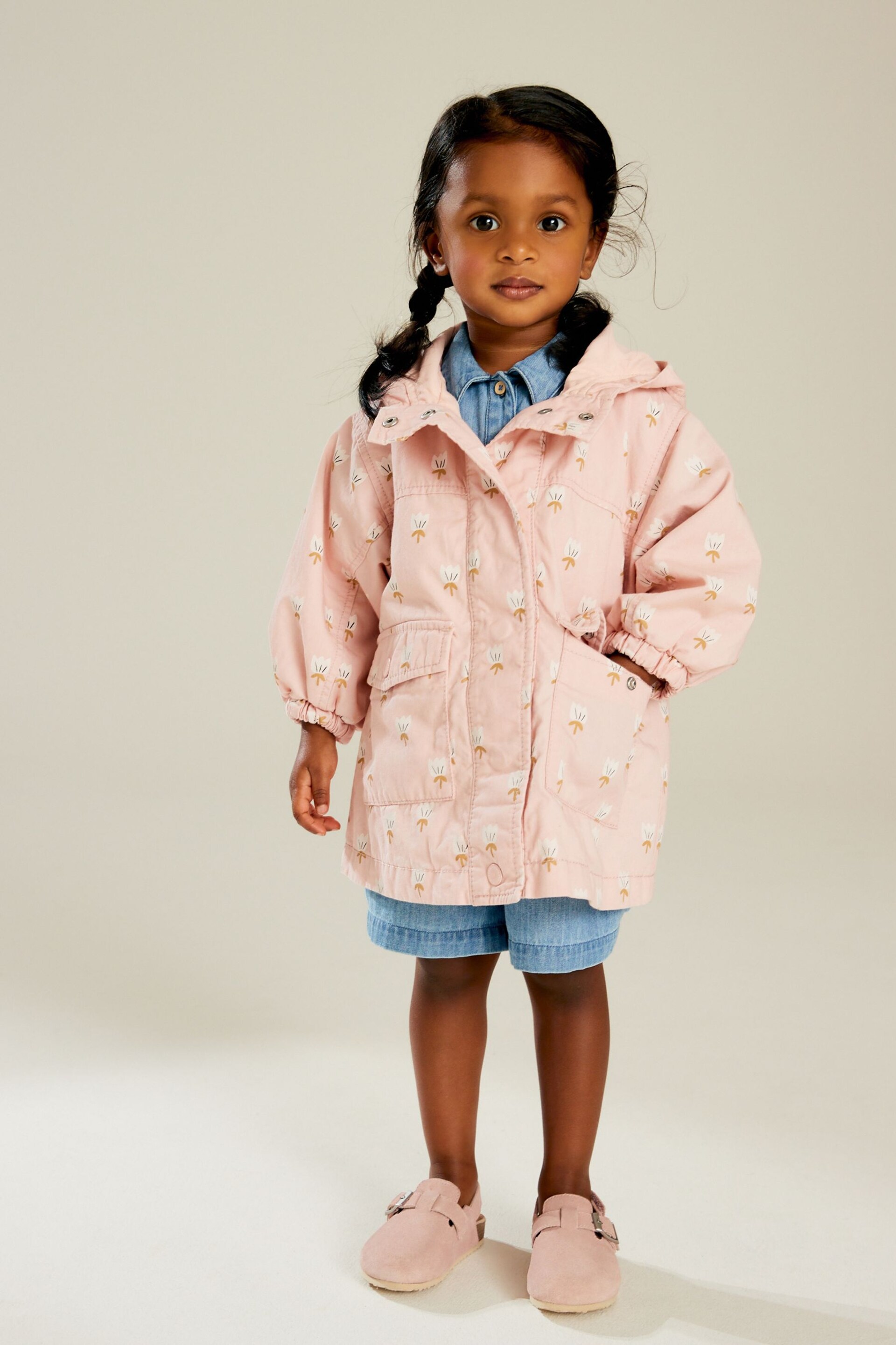 Pink Shower Resistant Cotton Trench Coat (3mths-7yrs) - Image 1 of 7