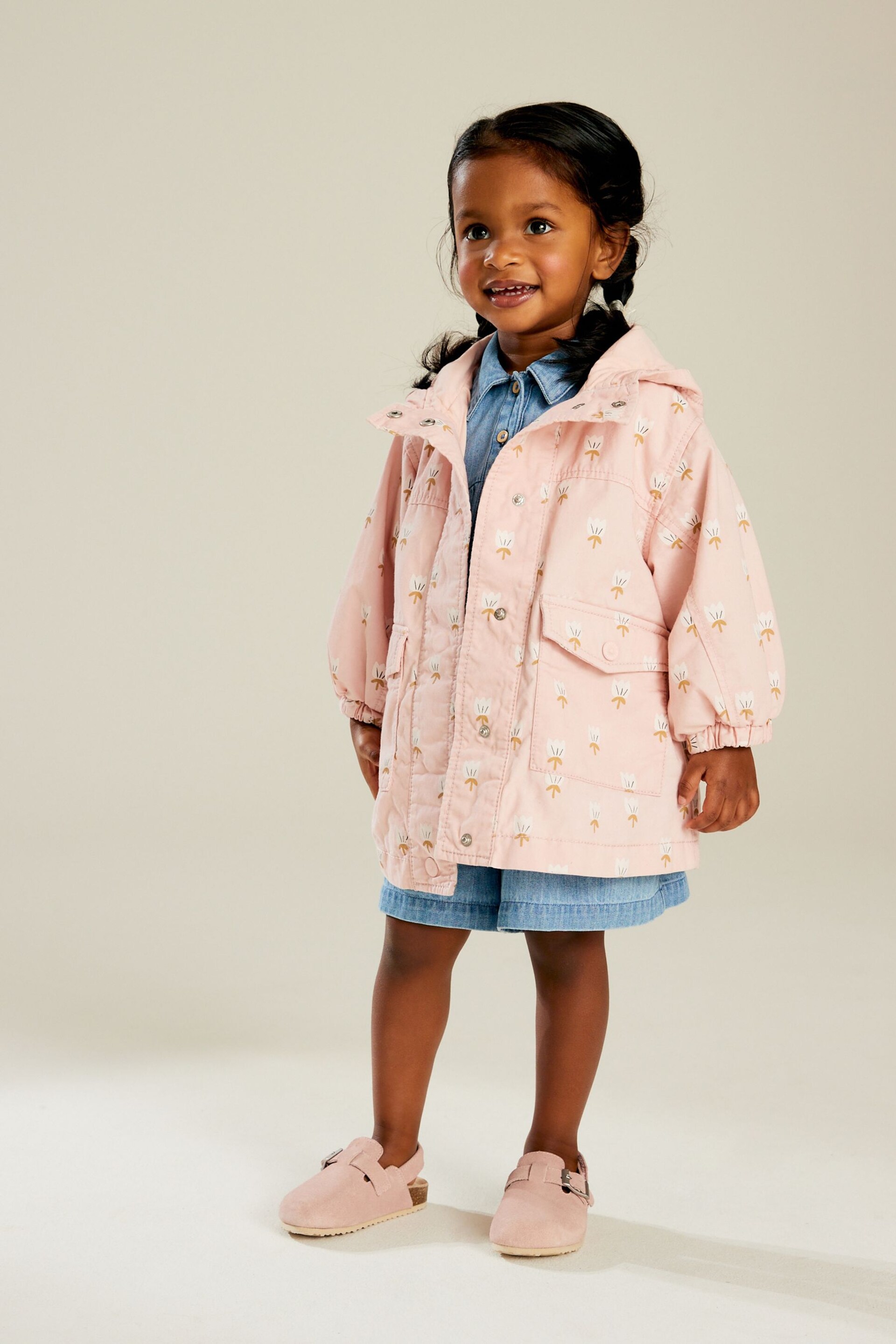 Pink Shower Resistant Cotton Trench Coat (3mths-7yrs) - Image 2 of 7