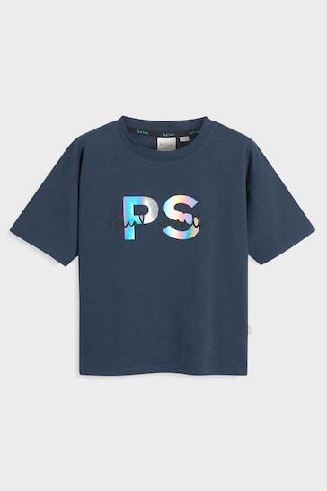 Paul Smith Junior Boys Holographic Short Sleeve Oversized Iconic Print T-Shirt