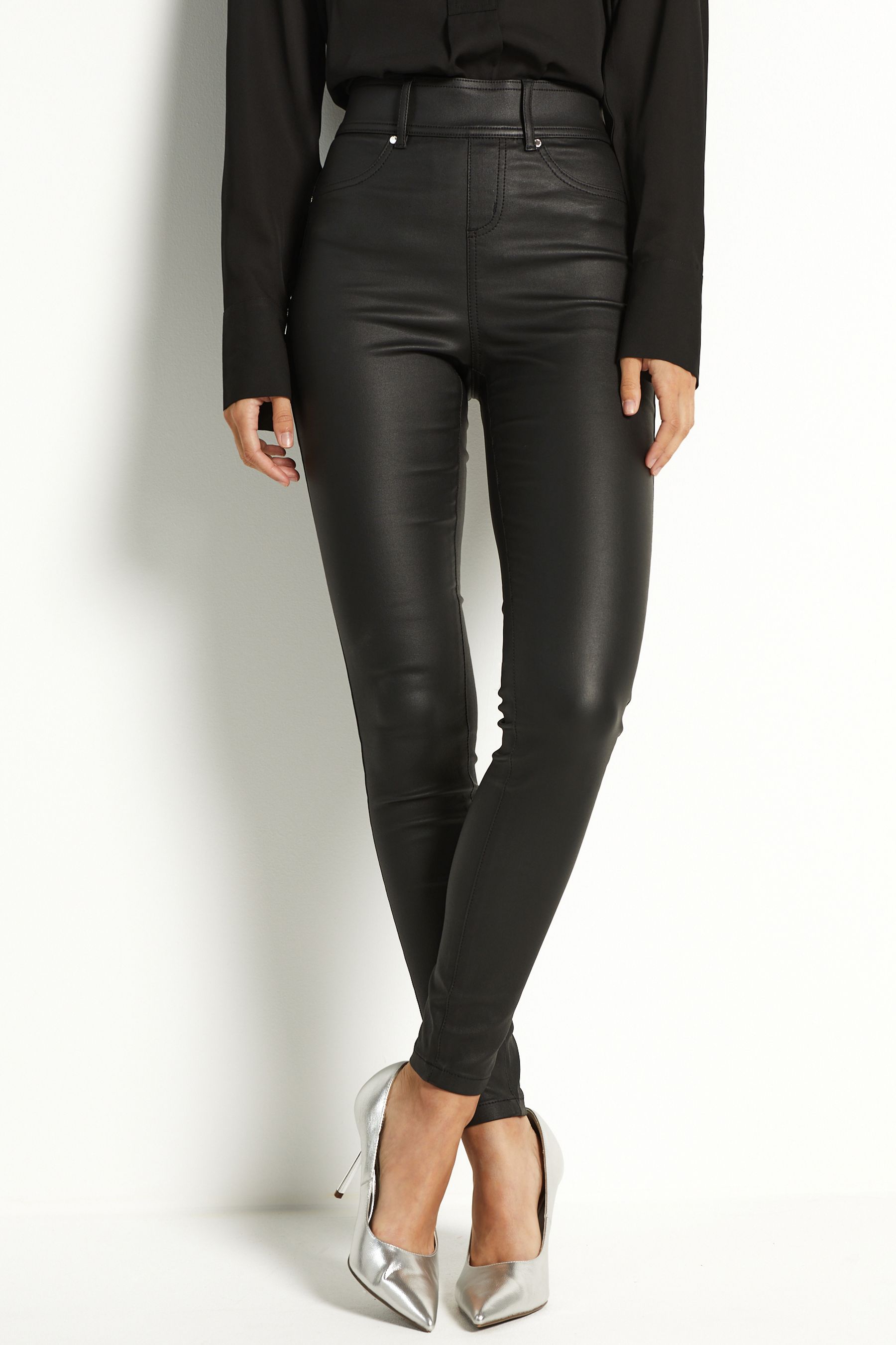 Black coated leggings store