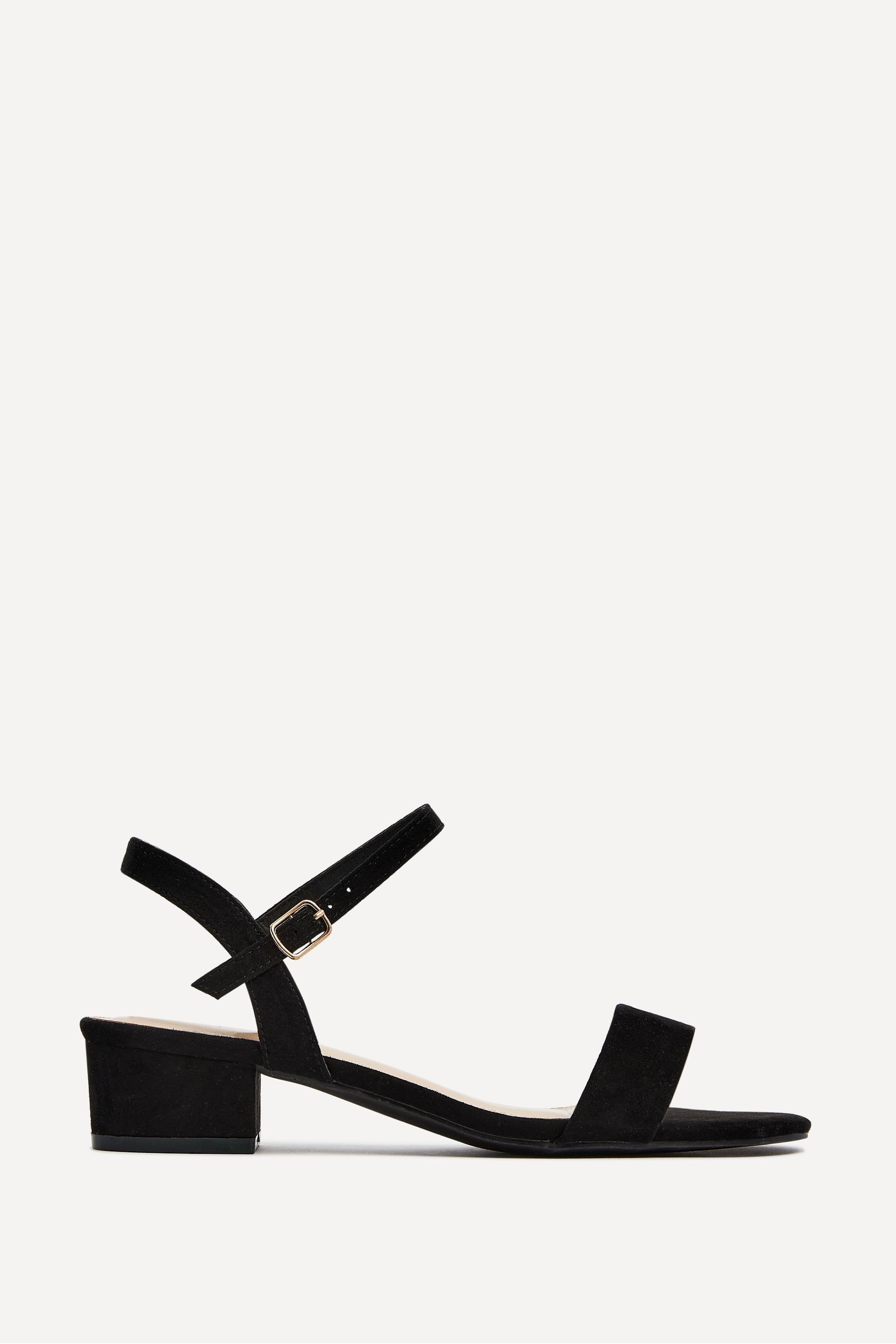 Black barely there block heel sandals cheap