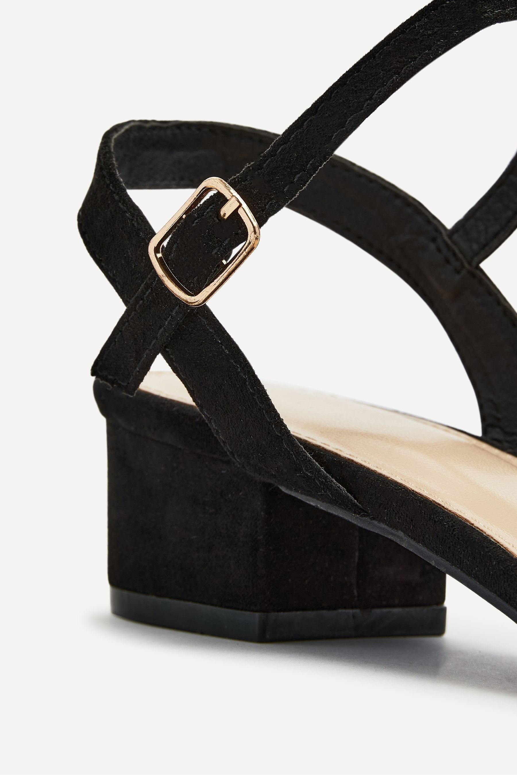 Linzi Black Kezzi Barely There Low Block Heeled Sandals