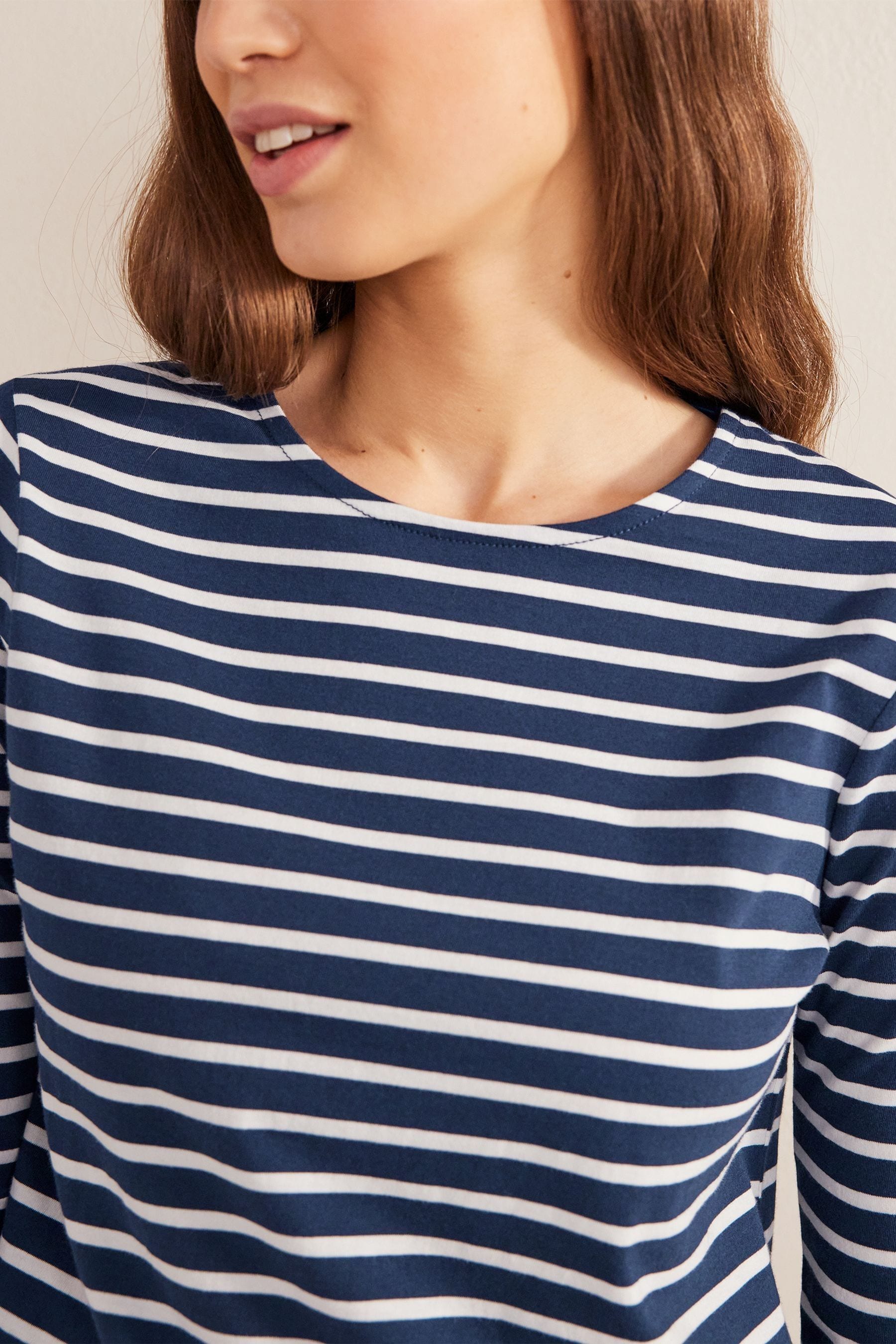 Boden Blue 100 Cotton Long Sleeve Breton Top