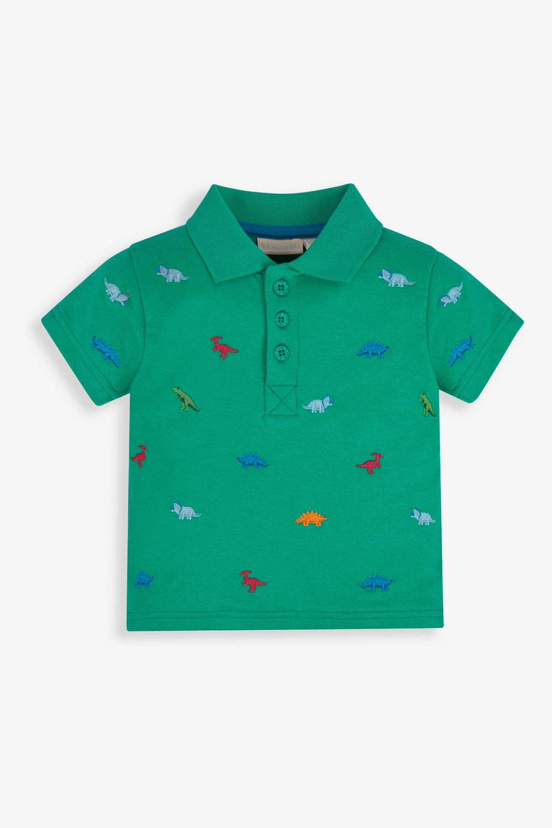 JoJo Maman Bébé Green Dino Embroidered Polo Shirt - Image 1 of 2
