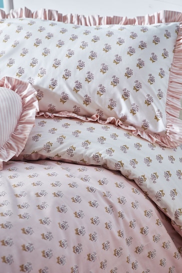 Buy Pink Block Floral Printed Polycotton Duvet Cover and Pillowcase Bedding from the Next UK online shop