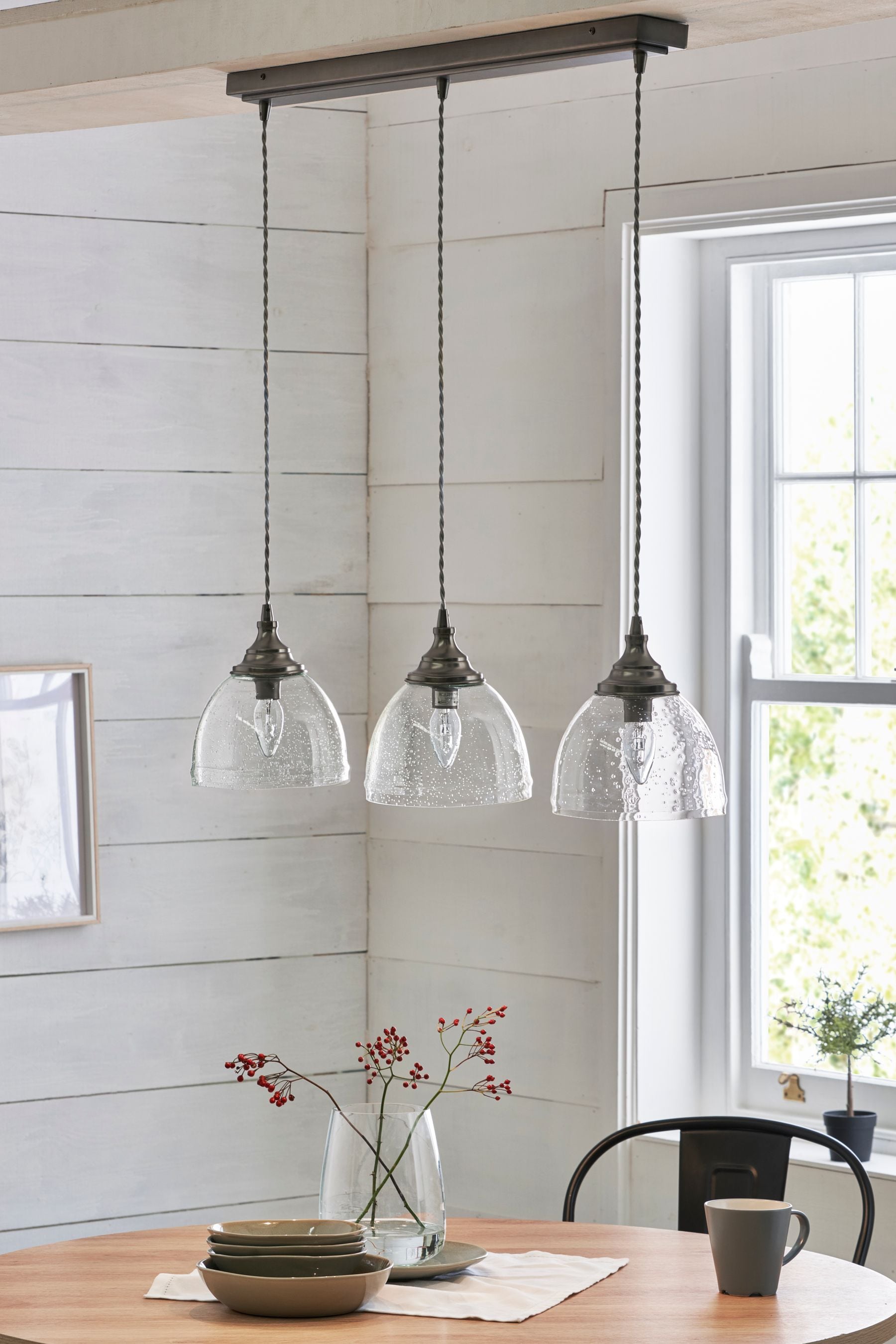 Pewter Grey Bergen 3 Light Pendant Ceiling Light