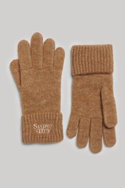 Superdry Brown Rib Knit Gloves - Image 1 of 2