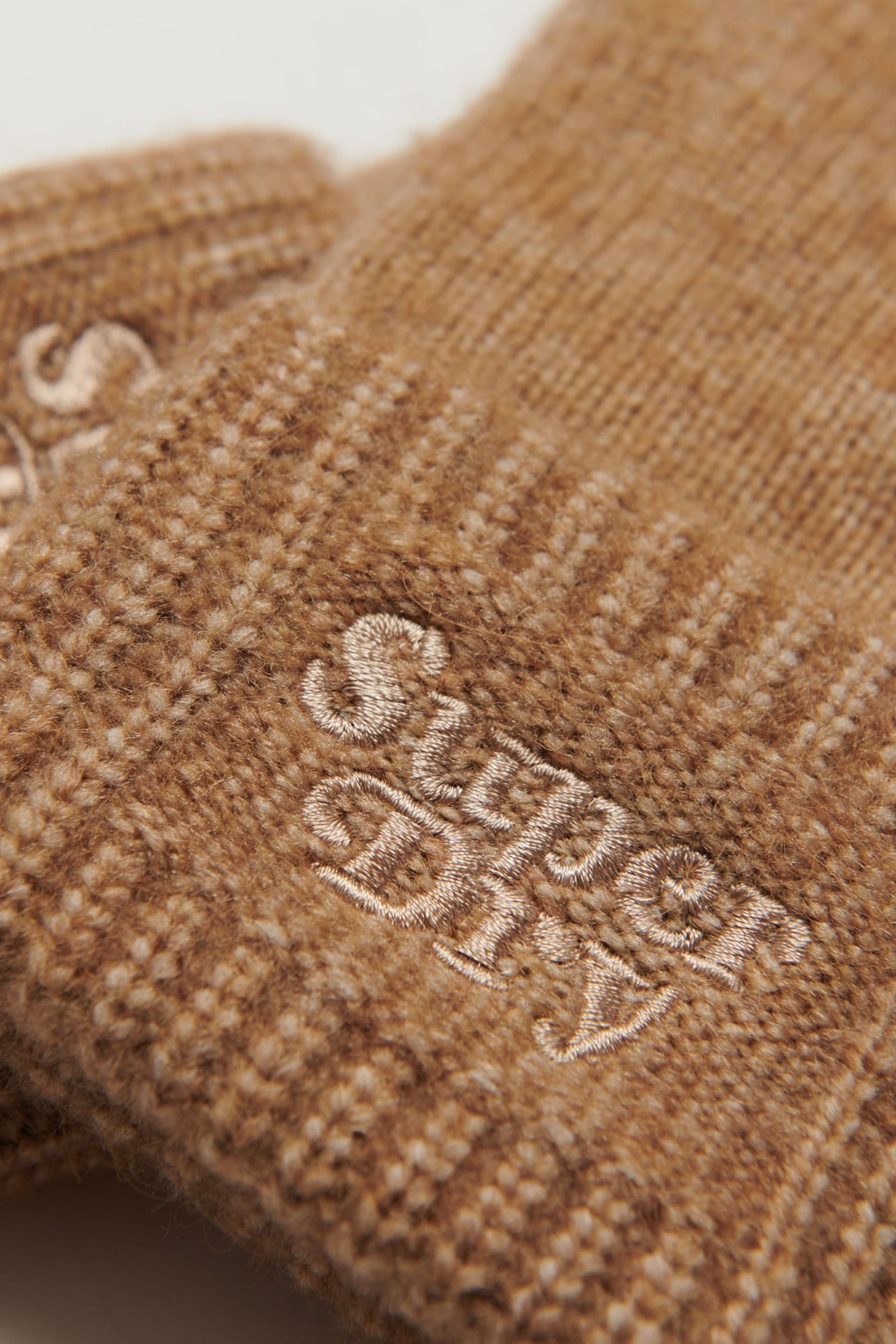 Superdry Brown Rib Knit Gloves - Image 2 of 2