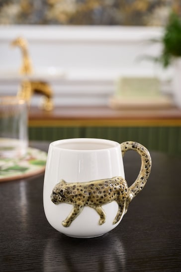 Clarke & Clarke White/Natural 3D Cheetah Mug