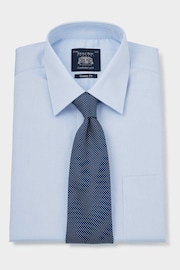 Savile Row Company Blue Twill Classic Fit Single Cuff Shirt - Image 3 of 5