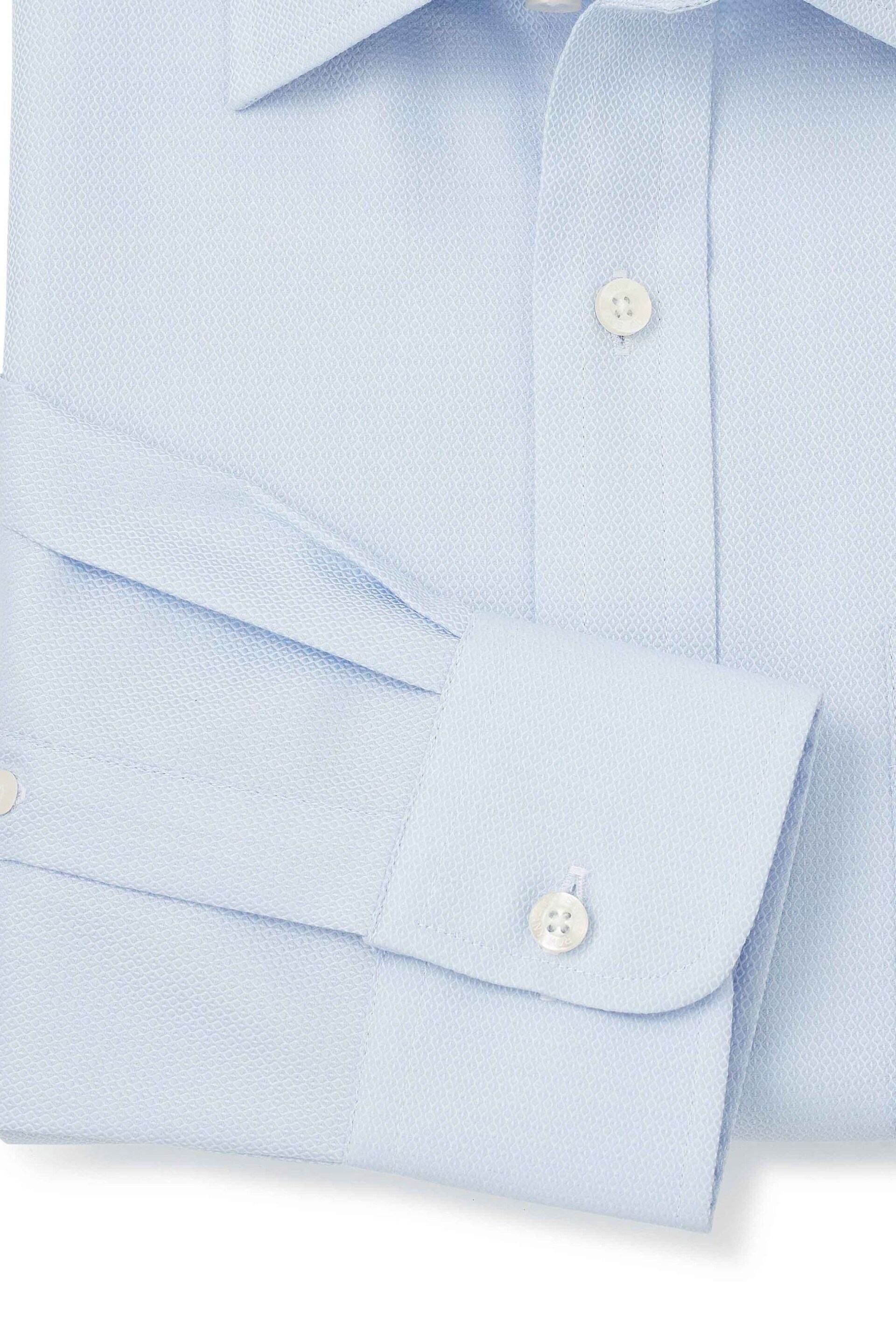 Savile Row Company Blue Twill Classic Fit Single Cuff Shirt - Image 4 of 5