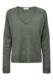 JDY Grey Soft Touch V Neck Jumper - Image 6 of 7