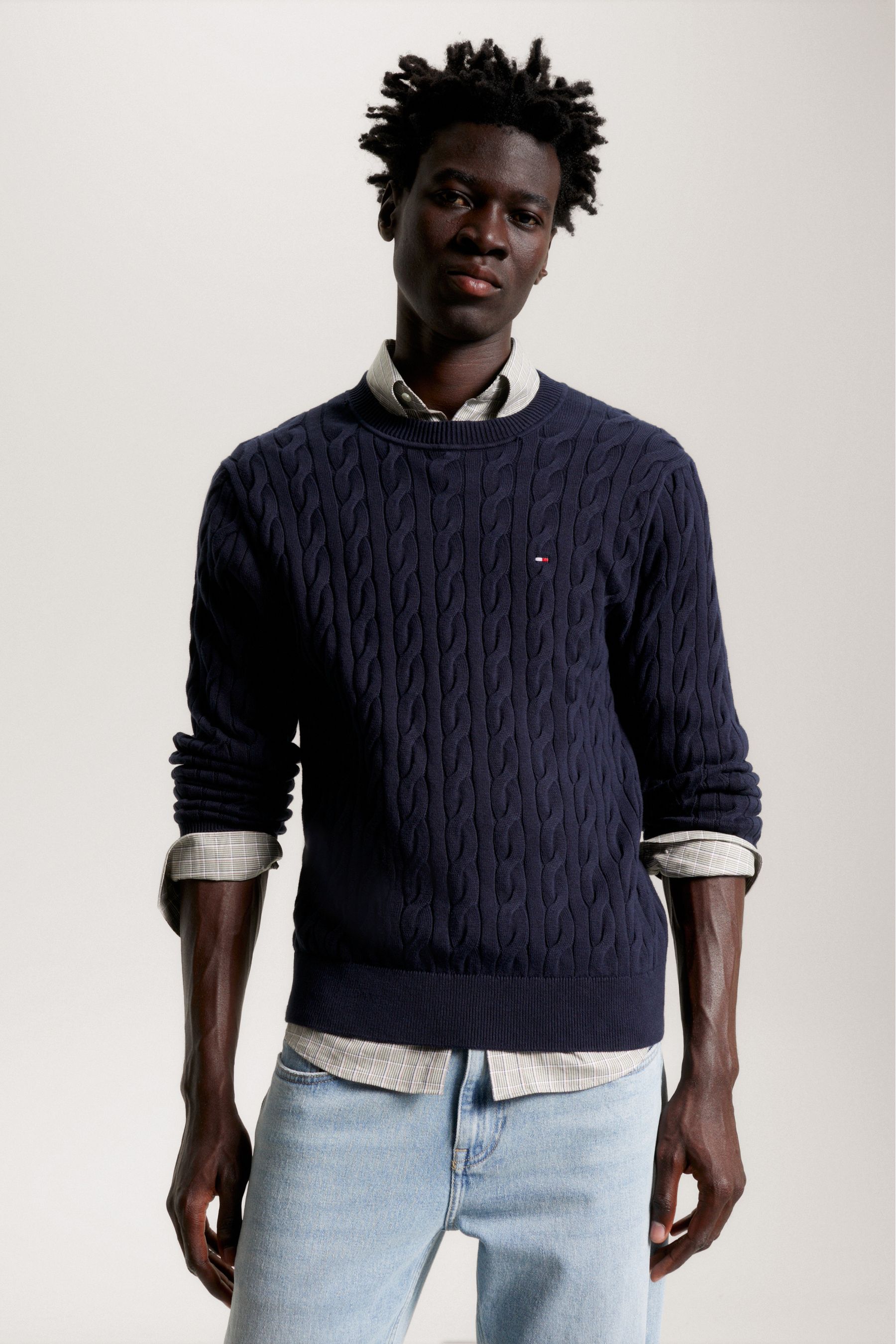 Buy Tommy Hilfiger Blue Classic Cable Sweater from Next Luxembourg